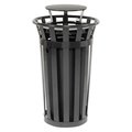 Global Industrial Round Slatted Trash Can, Black, Steel 260803BK